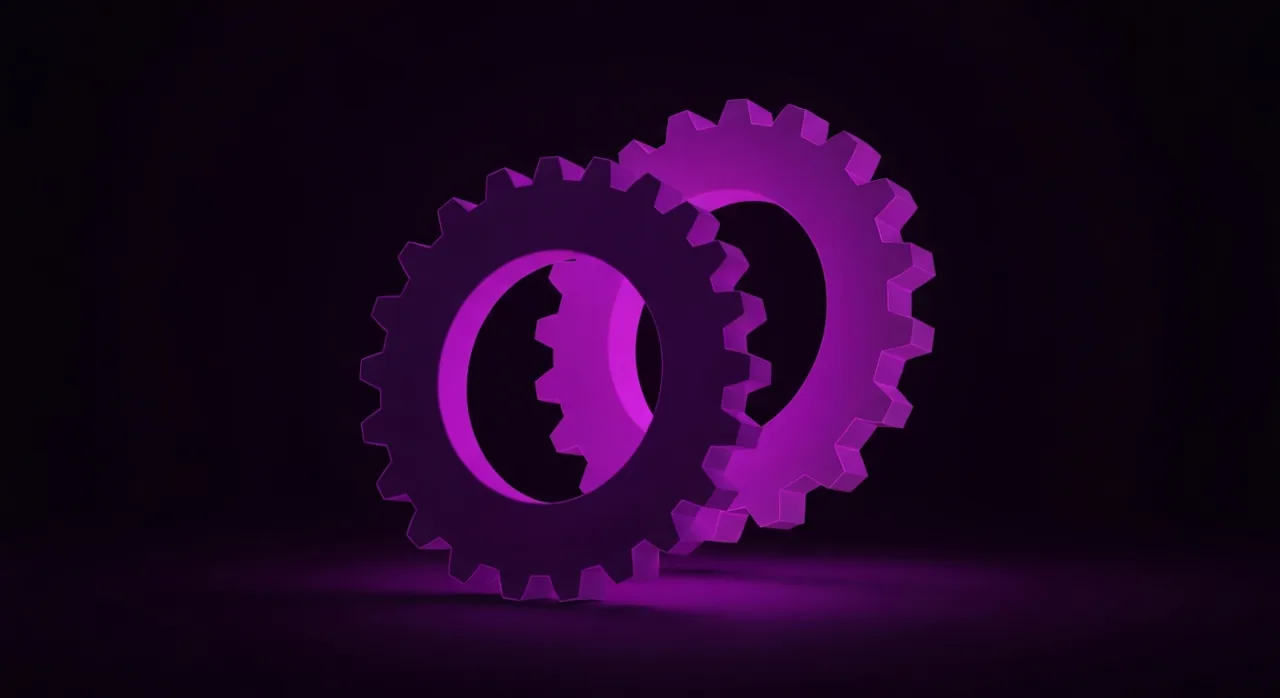 Grafika abstrakcyjna ilustrująca DevOps jako dynamiczny proces integracji i współpracy zespołów rozwoju i operacji.